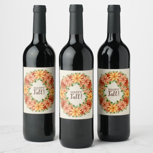 Fall Foliage Autumn Floral Swag Wine Label (Bottles)