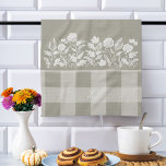 Fall Foliage Autumn Flowers & Foliage Sage Plaid Kitchen Towel<br><div class="desc">Fall in love with the perfect combination of beautiful fall foliage, autumn flowers, and cozy plaid with our fall-style cozy chic home decor tea towel. Personalize with your own unique monogram and transform your space into a cozy sanctuary for unforgettable Thanksgiving gatherings and fall home decorating. Illustrations are hand-drawn original...</div>