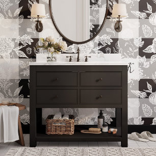 Fall Foliage Autumn Flowers & Pumpkins Black Plaid Wallpaper