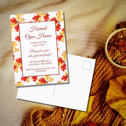 Fall Foliage Autumn Harvest Open House Invitation Postcard
