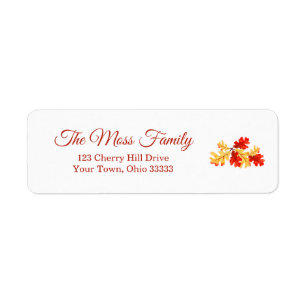 Fall Foliage Autumn Harvest Return Address Label