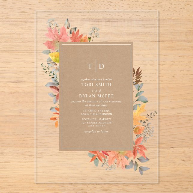 Fall Foliage Autumn Leaves Fall Wedding Invitation (Front)