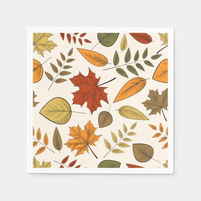 Fall Foliage Autumn Leaves Thanksgiving Party Paper Napkins (Front)
