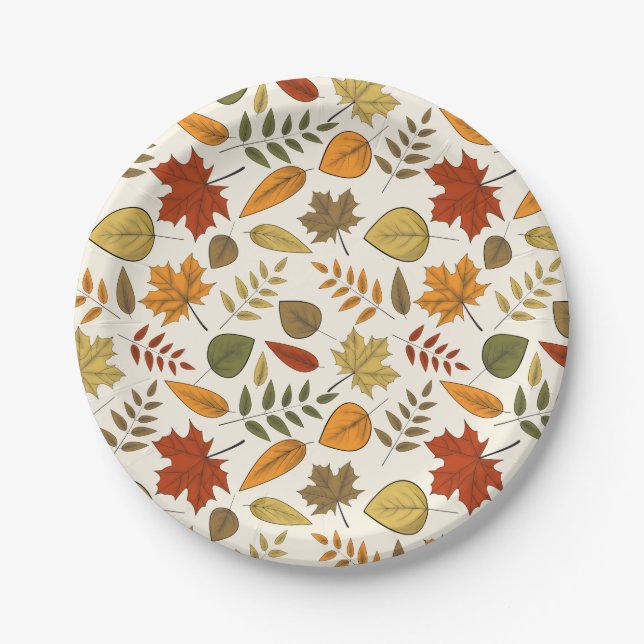 Fall Foliage Autumn Leaves Thanksgiving Party Paper Plates (Front)