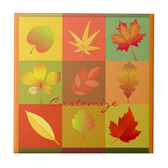 Fall Foliage Autumn Leaves Thunder_Cove Ceramic Tile (Front)