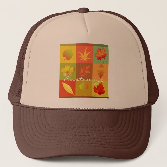 Fall Foliage Autumn Leaves Thunder_Cove Trucker Hat (Front)