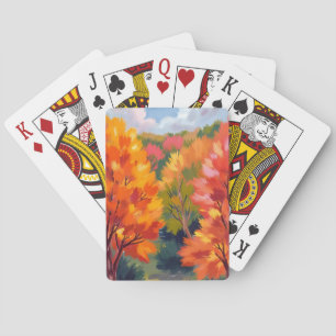 Fall Foliage Autumn Leaves Watercolor Nature Poker Cards
