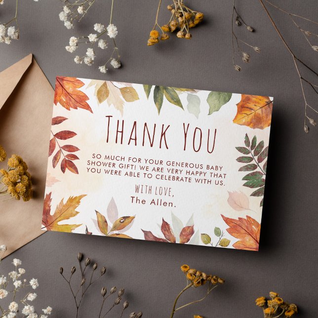 Fall Foliage Autumn Thank You Baby Shower Card (Creator Uploaded)