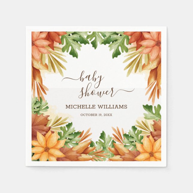 Fall Foliage Baby Shower Cocktail Napkins (Front)