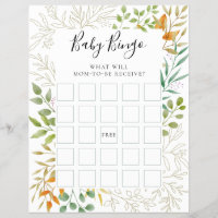 Fall Foliage Baby Shower Game Baby Bingo