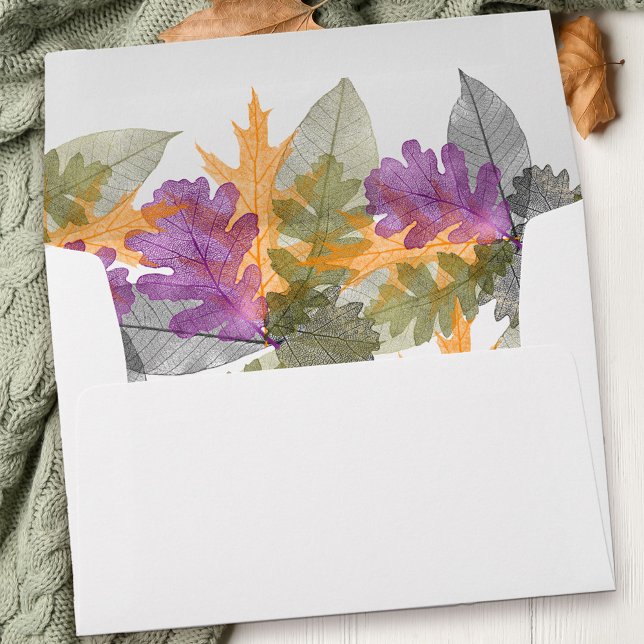 Fall Foliage Colorful October Leaves Pattern Envelope (Envelope with colorful fall leaf pattern from my October Leaves Collection)