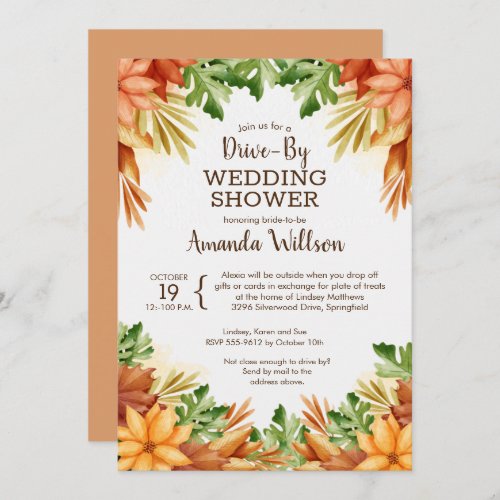 Fall Foliage DRIVE_BY Bridal Shower Invitations