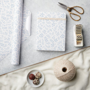 Fall Foliage Dusty Blue - Neutral   Wrapping Paper
