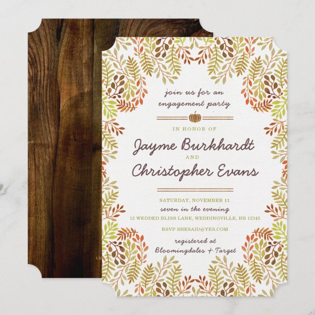 Fall foliage Engagement Invitation (Front/Back)