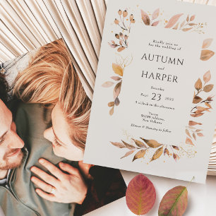 Fall Foliage 'Falling in Love' Photo Wedding Invitation