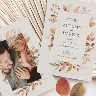 Fall Foliage 'Falling in Love' Photo Wedding Invitation