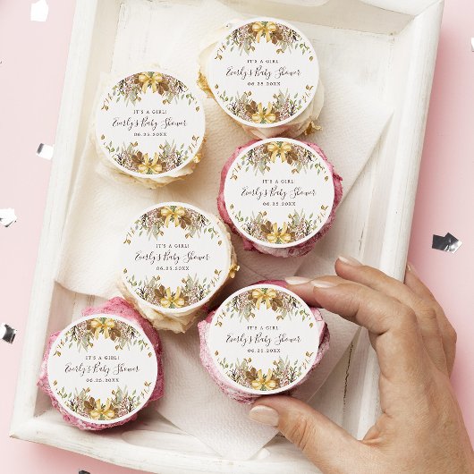 Fall Foliage Floral Autumn Flowers Baby Shower Edi Edible Frosting Rounds