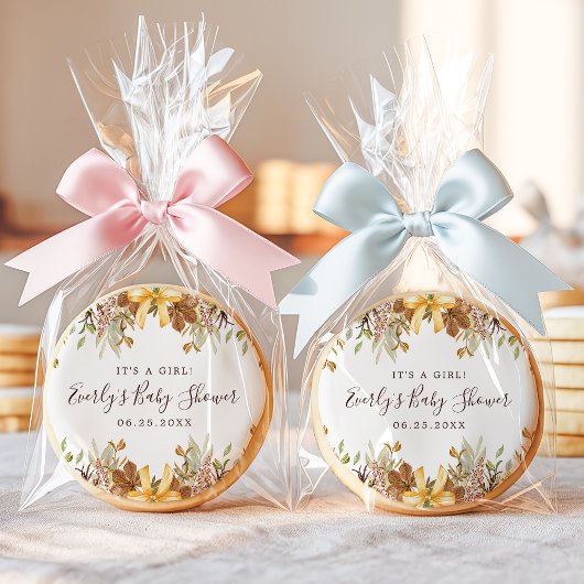 Fall Foliage Floral Autumn Flowers Baby Shower Sugar Cookie