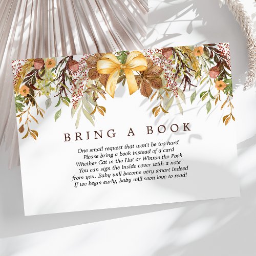 Fall Foliage Floral Bring A Book Baby Shower Enclosure Card