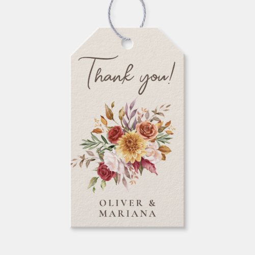 Fall Foliage Floral Ivory Wedding Favor Gift Tags