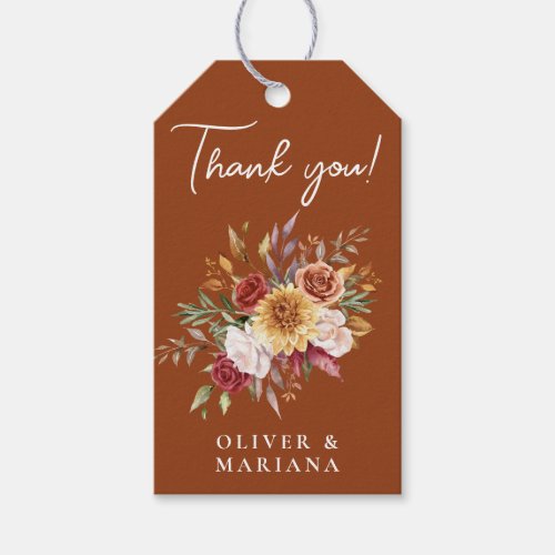 Fall Foliage Floral Terracotta Wedding Favor Gift Tags