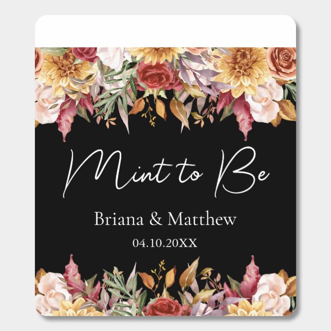 Fall Foliage Flowers Black and White Wedding  Breath Savers® Mints (Sticker)