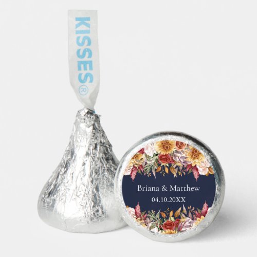 Fall Foliage Flowers Navy Blue Wedding  Hersheys Kisses