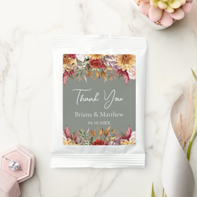 Fall Foliage Flowers Sage Green Wedding  Margarita Drink Mix (Wedding)