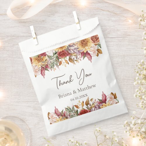 Fall Foliage Flowers Wedding  Favor Bag