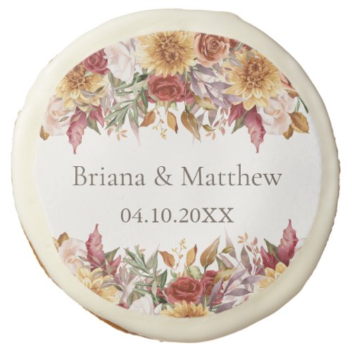 Fall Foliage Flowers Wedding  Sugar Cookie