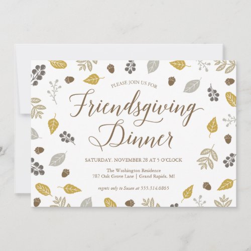 Fall Foliage Friendsgiving Dinner Party Invitation