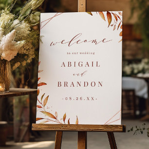 Fall Foliage Geometric Wedding Welcome Sign
