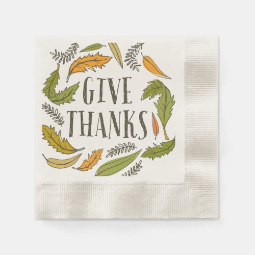 Fall Foliage Give Thanks Thanksgiving Napkin