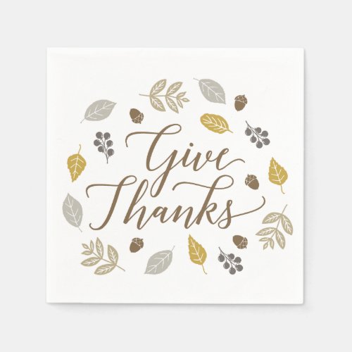 Fall Foliage Give Thanks Thanksgiving Napkins