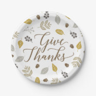 Fall Foliage Give Thanks Thanksgiving Plates