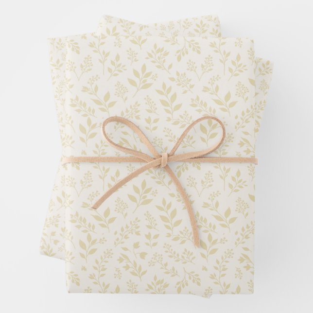 Fall Foliage Golden Wheat - Neutral Wrapping Paper Sheets (In situ)