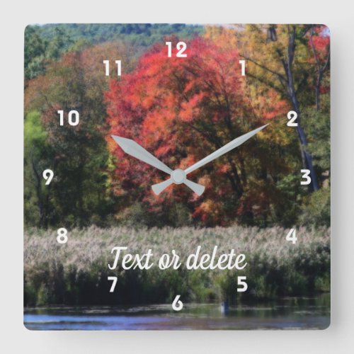 Fall Foliage Marsh Orton Personalized Square Wall Clock