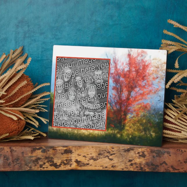 Fall Foliage Nature Painting Add Your Own Photo Plaque (Side)