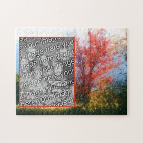 Fall Foliage Nature Painting Add Your Photo Jigsaw Puzzle