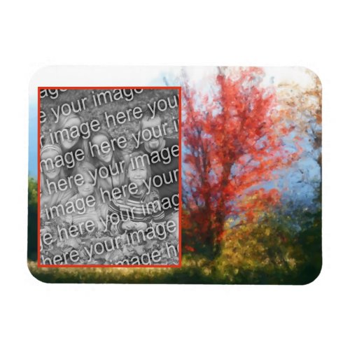 Fall Foliage Nature Painting Add Your Photo Magnet