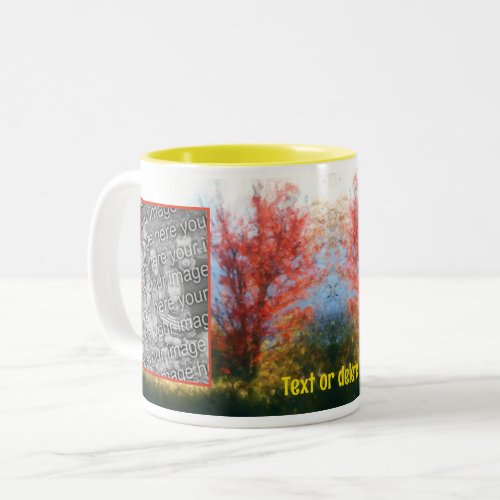 Fall Foliage Nature Painting Add Your Photo Two_Tone Coffee Mug