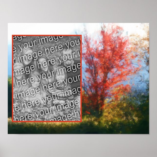 Fall Foliage Nature Painting Create Your Own Photo Poster (Front)
