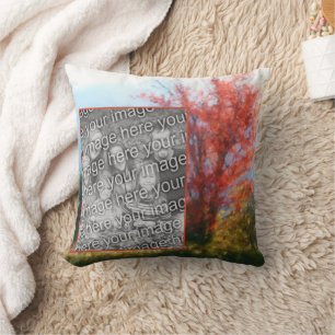 Fall Foliage Nature Painting Create Your Own Photo Throw Pillow