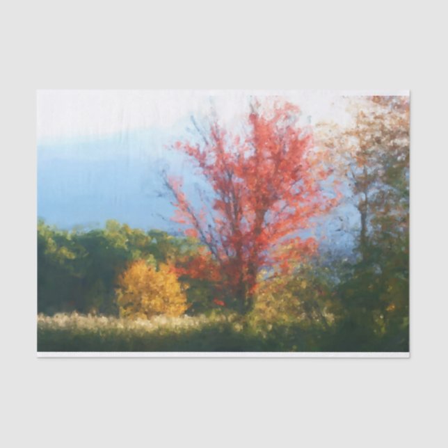 Fall Foliage Nature Painting Decoupage  Tissue Paper (Front)