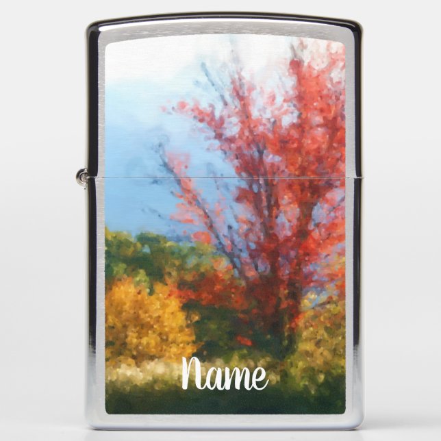 Fall Foliage Nature Photo Painting Personalized Zippo Lighter (Front)