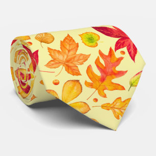 Fall Foliage Orange Yellow and Red Leaves Neck Tie