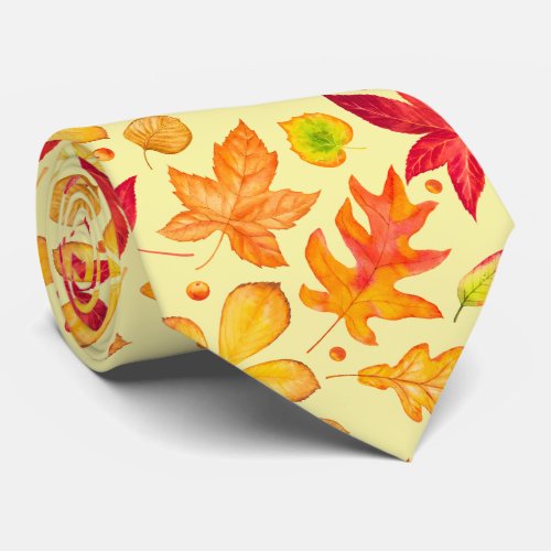 Fall Foliage Orange Yellow and Red Leaves Neck Tie