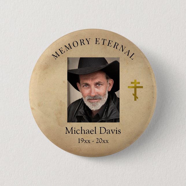 Fall Foliage Orthodox Christian Funeral  Button (Front)