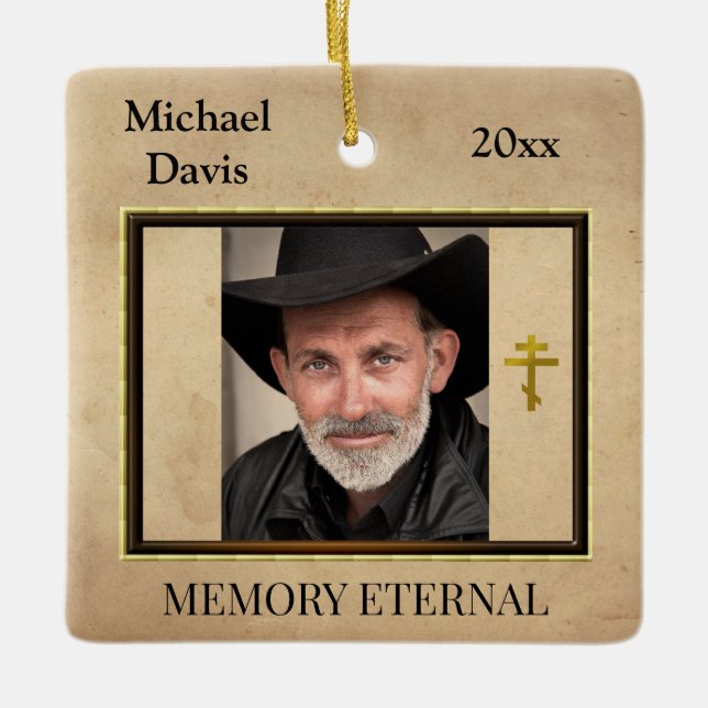 Fall Foliage Orthodox Christian Funeral  Ceramic Ornament (Front)