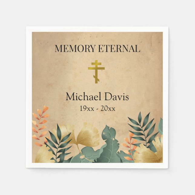 Fall Foliage Orthodox Christian Funeral  Napkins (Front)